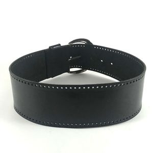 Vintage Accessories - Wide Black Leather Belt w/Unique Silver Hardware Vintage Accessories - Wide Black Leather Belt w/Unique Silver Hardware